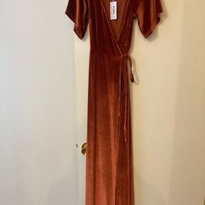 Baltic Born Red Flutter Sleeve Wrap Gown